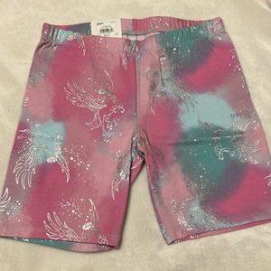 NWT So Bike short Pastel pink/aqua w/ silver unicorns